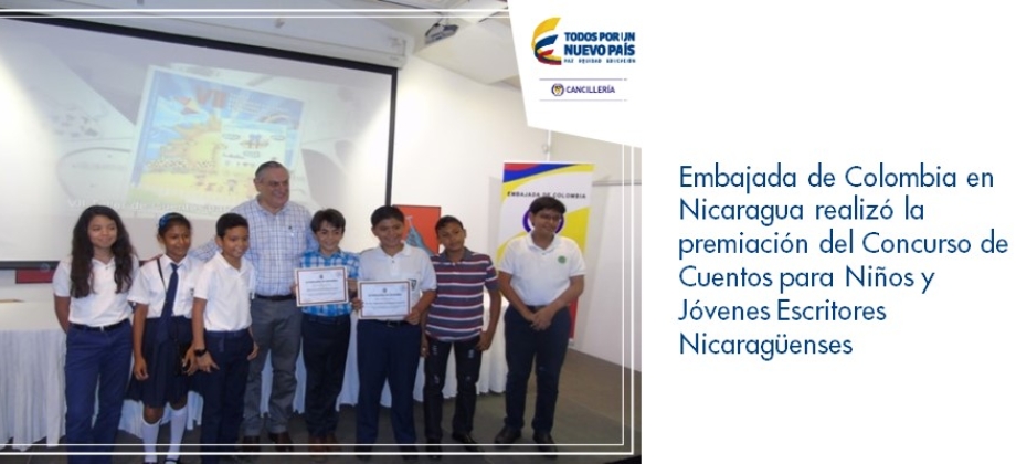 Embajada de Colombia en Nicaragua realizó la premiación del Concurso de Cuentos para Niños y Jóvenes Escritores 