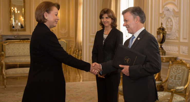 Presidente Juan Manuel Santos y Canciller María Ángela Holguín recibieron las cartas credenciales de la Embajadora de Nicaragua 